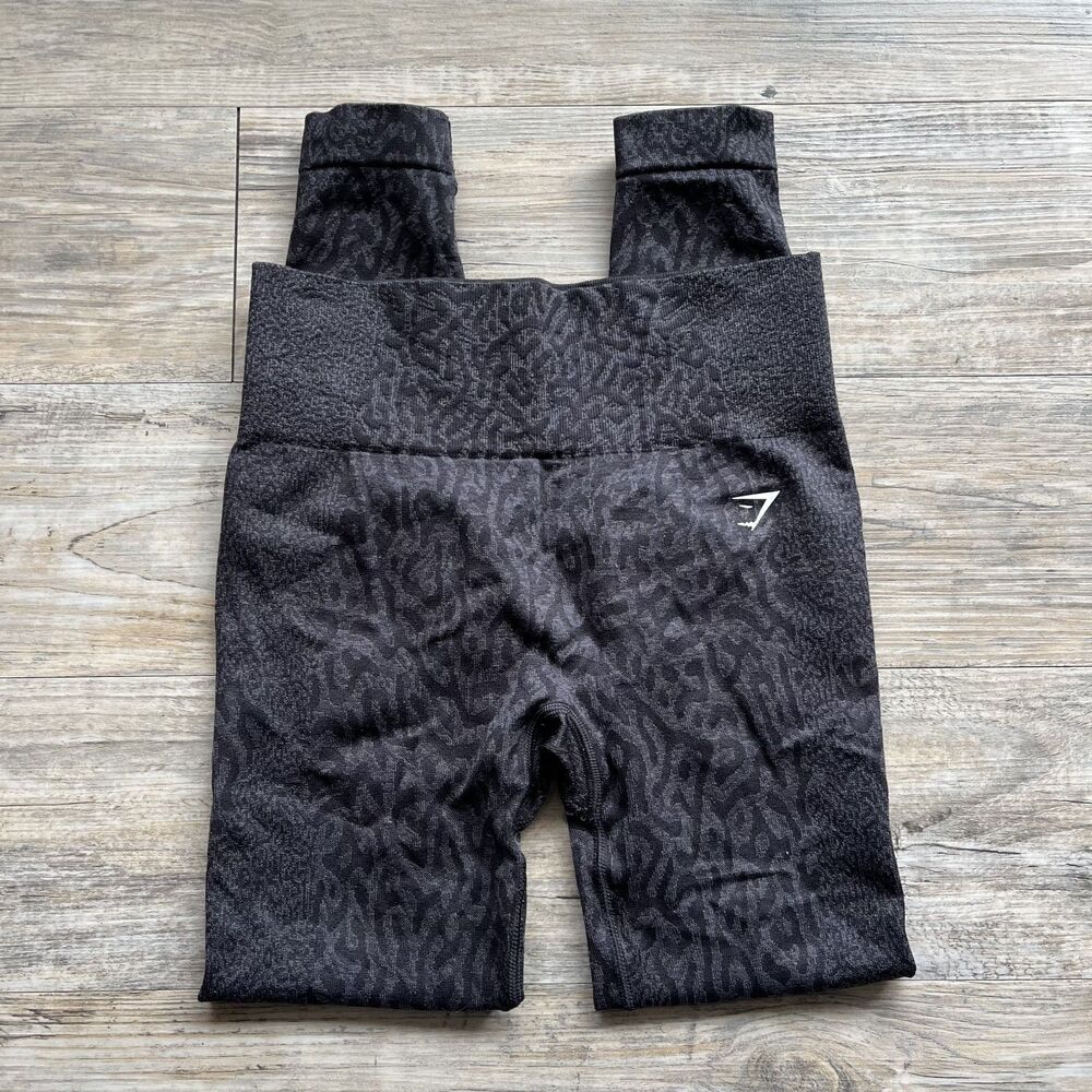 Gymshark Leggings Small Adapt Animal Seamless Gray Black Athleisure Workout